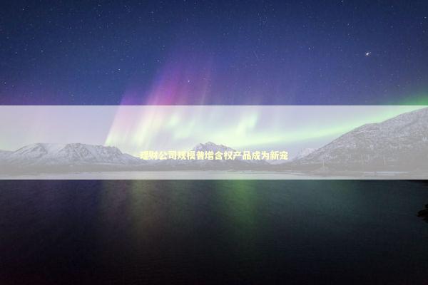 理财公司规模普增含权产品成为新宠 理财公司规模普增含权产品成为新宠 新闻