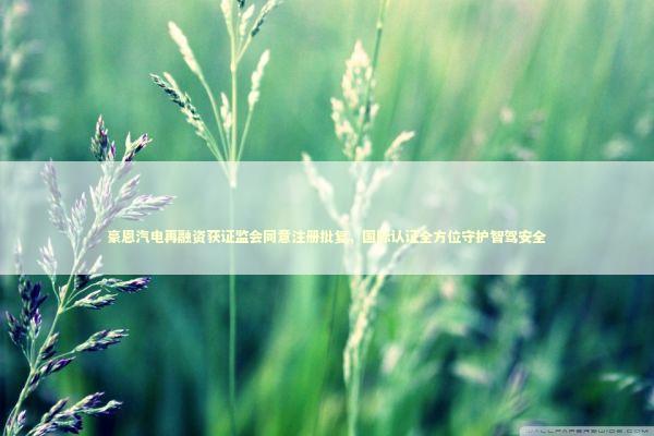 豪恩汽电再融资获证监会同意注册批复,国际认证全方位守护智驾安全 豪恩汽电再融资获证监会同意注册批复,国际认证全方位守护智驾安全 新闻